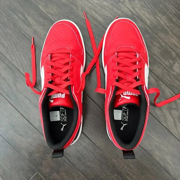Puma Rebound Layup Lo Red, Black & White US Men's 10.5 Sneakers NWOT - Picture 8 of 12